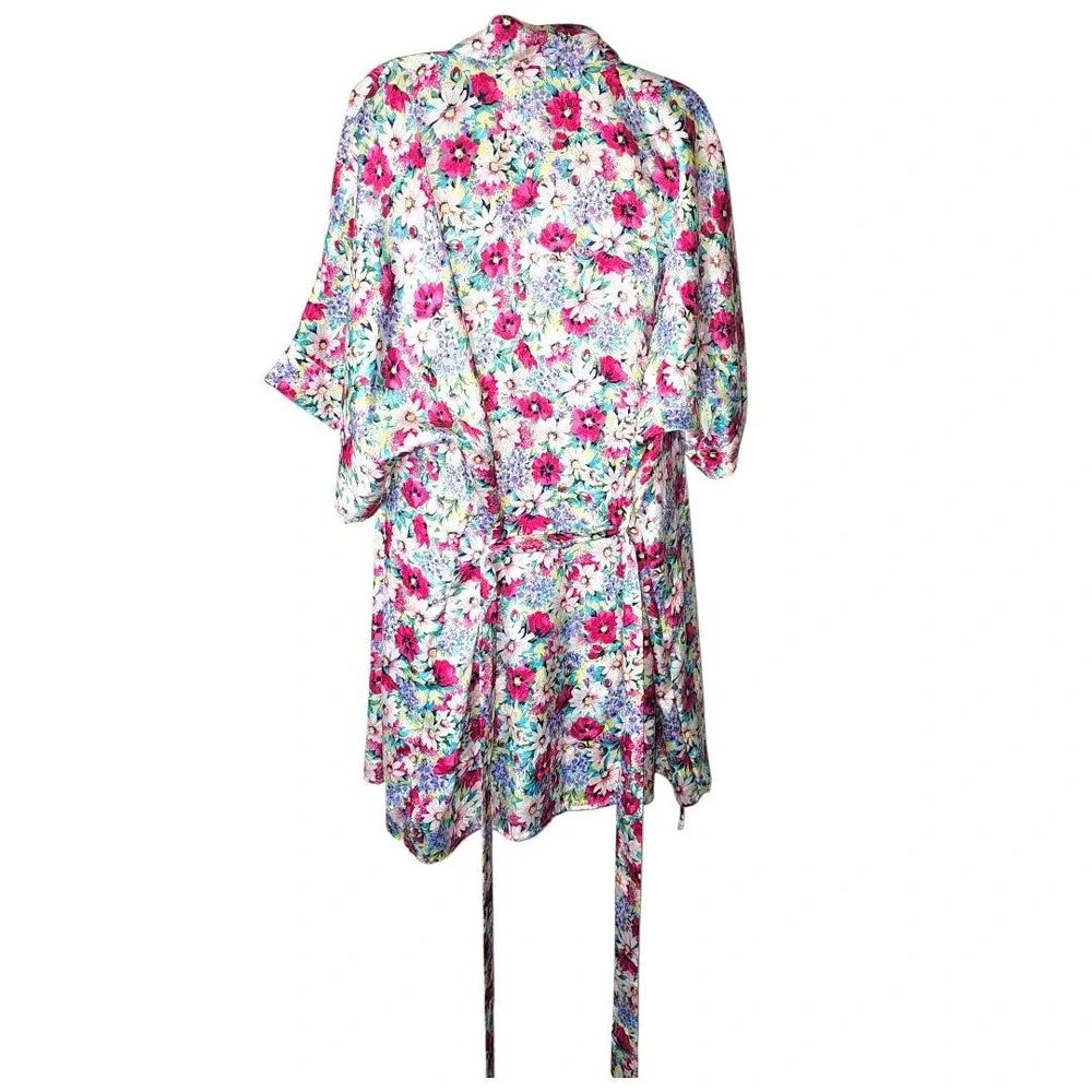 Morgan Taylor Intimates Floral Satin Robe‎ and Nightgown Set Pink P/S